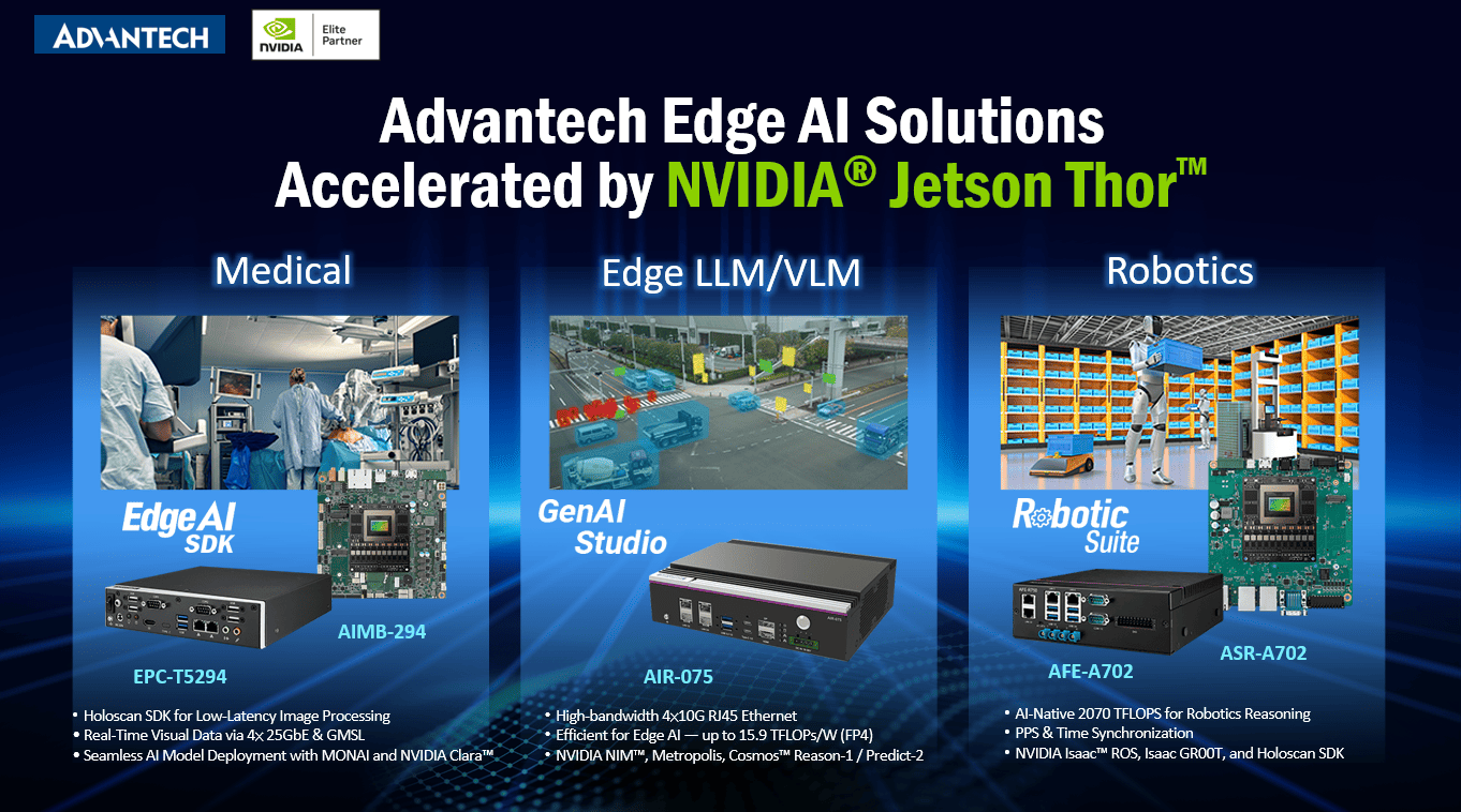 研華推出採用 NVIDIA Jetson Thor 加速的邊緣 AI 解決方案 鎖定機器人、智慧醫療 與資料 AI 應用