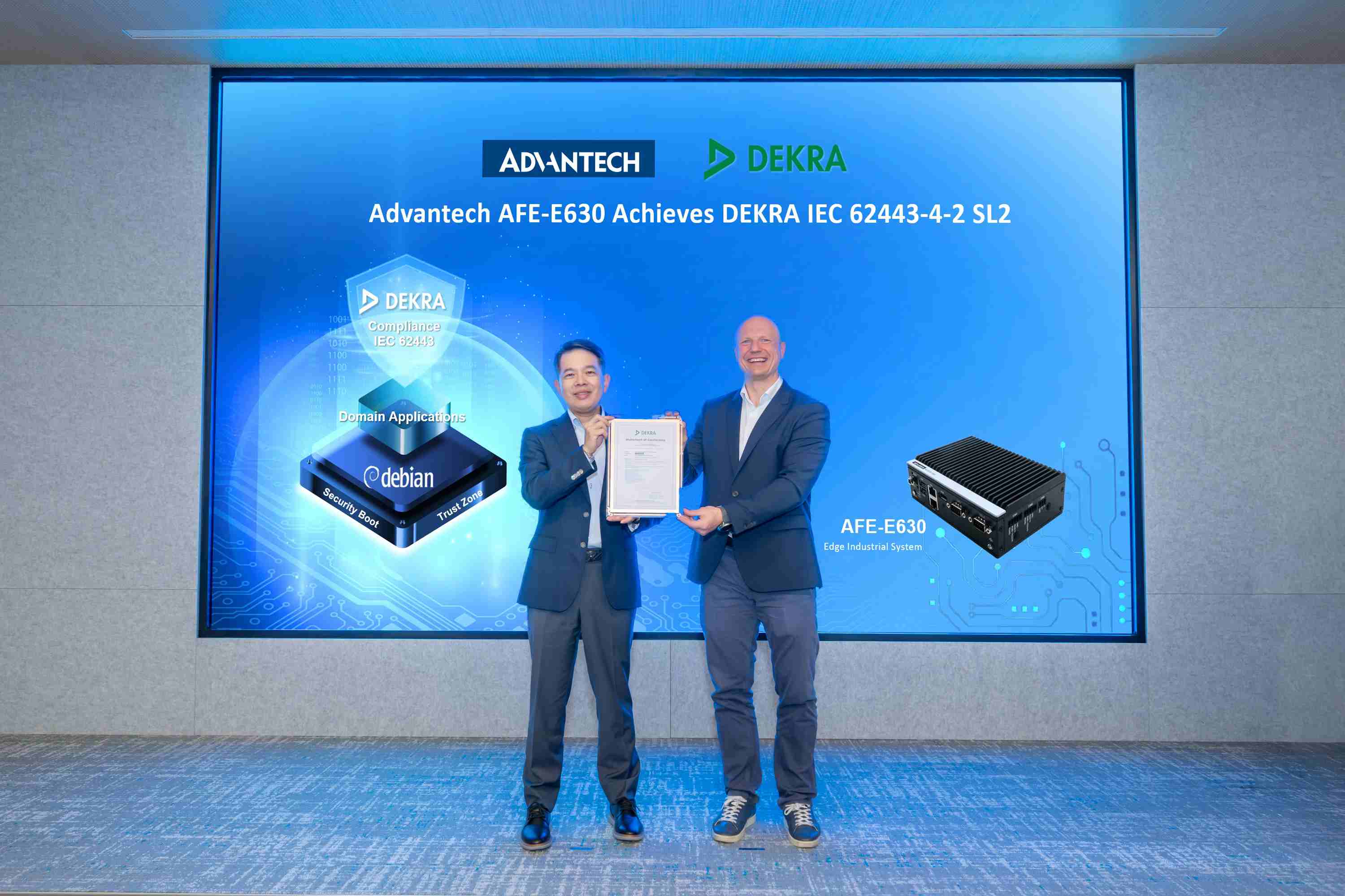 基于瑞芯微 RK3568 平台打造的 Arm 嵌入式边缘工业系统 AFE-E630通过 DEKRA（德凯）依据 IEC 62443-4-2安全验证