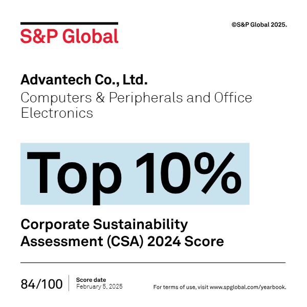 Advantech Recognized Among the Global Top 10% Sustainable Enterprises in the S&P Global Sustainability Yearbook